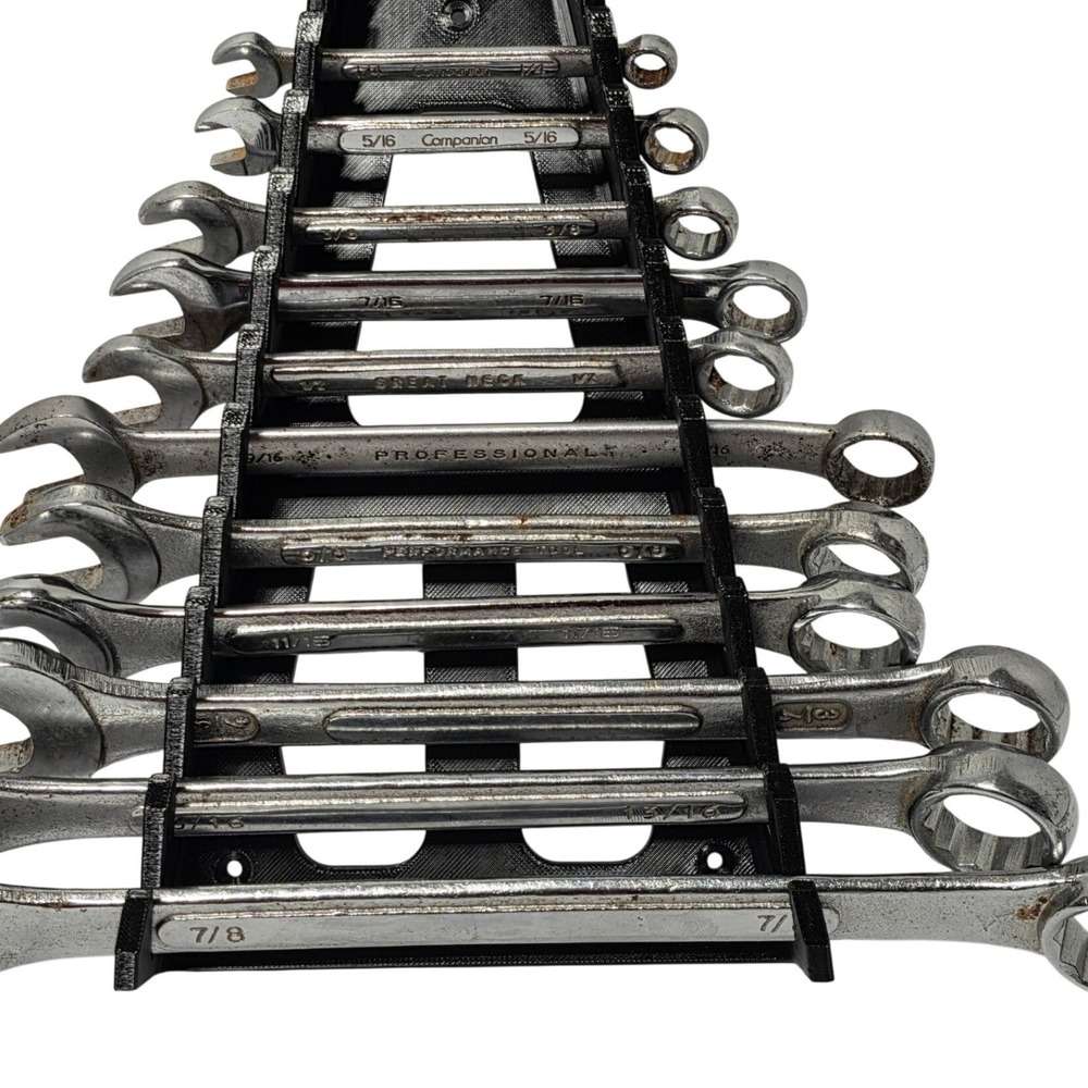 Mixed SAE Combination Wrench Set 12pc 1/4 to 7/8 Companion Great Neck Proto Rack